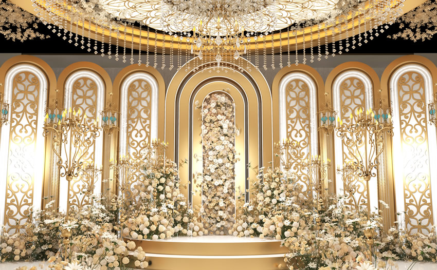 岳塘香槟色调婚礼堂效果展示